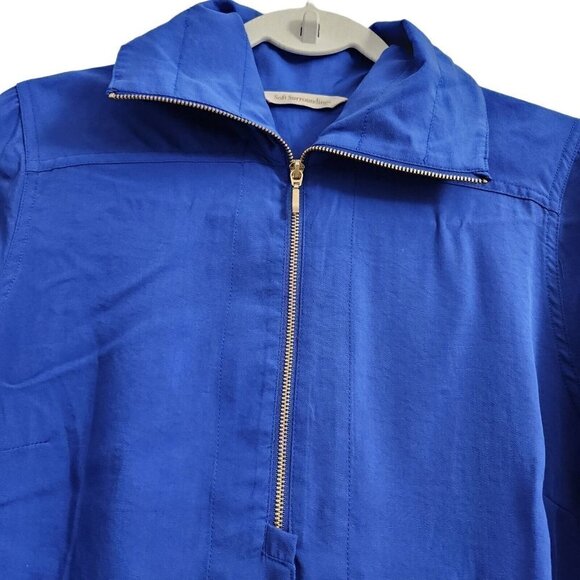 Soft Surroundings Loretta Blouse Small‎ Blue Long Sleeve Tunic Top Zip Front - Picture 2 of 11